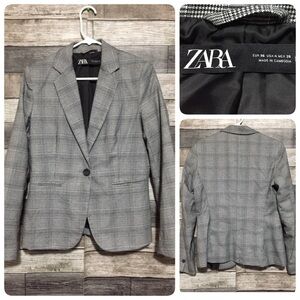 Zara Gray Plaid Blazer